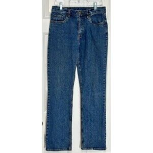 L.L. Bean Straight Leg Jeans Women's Size 12 Tall Blue Mid Rise Classic